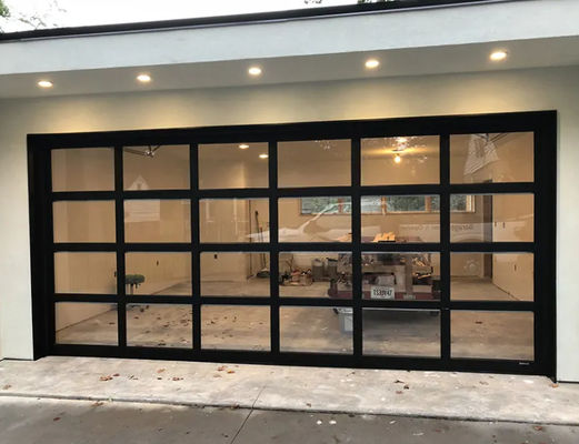 Puerta seccional de aluminio recubierta en polvo con vidrio de doble acristalamiento - apertura manual o automática
