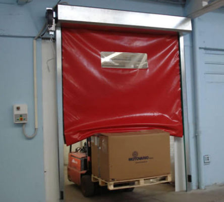 Estructura de acero de trabajo pesado Puertas de cremallera de rodillos rápidos con aislamiento térmico Tejido de PVC automático Flexible