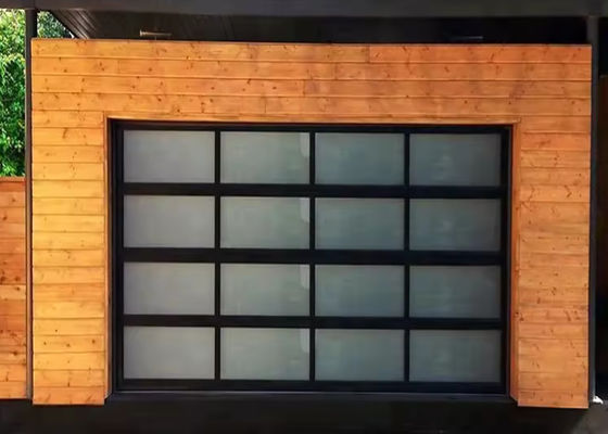 Puerta seccional de aluminio de doble acristalamiento moderna con apertura manual o automática Puertas de garaje de vidrio