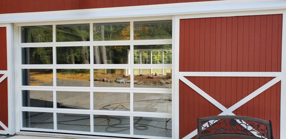 Doble acristalamiento de aluminio vidrio sección puerta de garaje automática eléctrica rodante exterior de aleación de aluminio vista completa