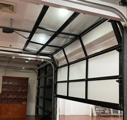 Puerta de garaje seccional de vidrio transparente Alta estanqueidad al agua Aislamiento acústico