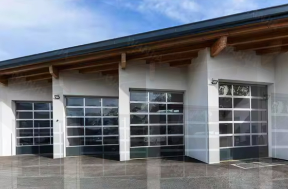 Estilo de diseño moderno estanqueidad al agua Clase 3 Vidrio transparente Puerta de garaje seccional con diseño seccional