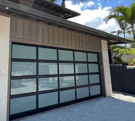 Estrechamiento del agua Clase 3 Vidrio transparente excelente resistencia al viento Puerta de garaje seccional robusta con manual o automática