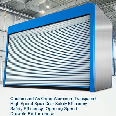 Puerta espiral transparente de aluminio personalizada según pedido, alta velocidad, seguridad y eficiencia, velocidad de apertura de 0,8 m/s, rendimiento duradero