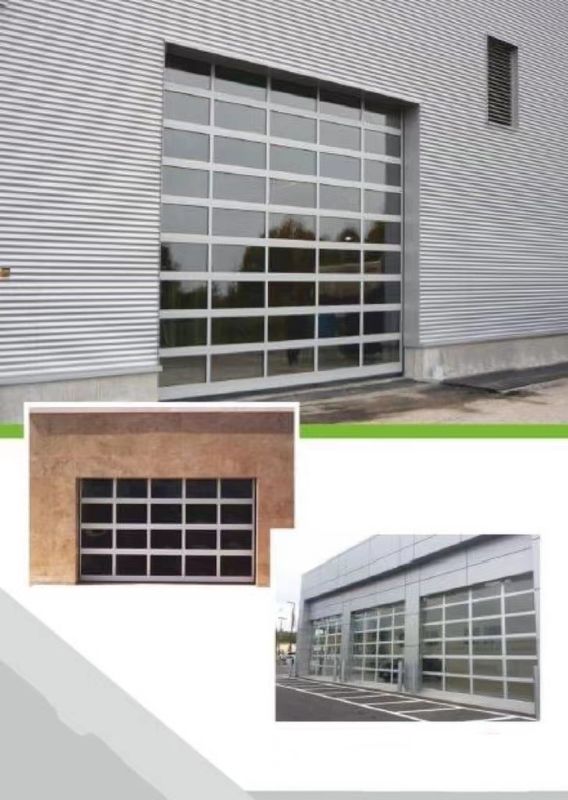 Alta prenda impermeable de la reducción del nivel de ruidos del garaje de cristal de aluminio seccional a la vista de la puerta exterior