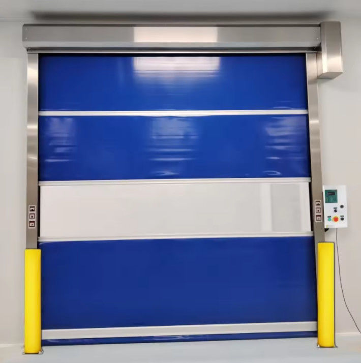 Seguridad Puertas de acero de rodillo con aislamiento térmico Bajo mantenimiento Reducción del ruido Rastreador de rodillo rápido Puerta de alta velocidad