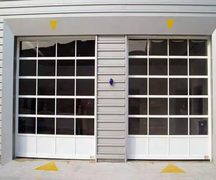 Puerta de garaje seccional de aleación de aluminio impermeable con paneles de vidrio Precio de fábrica Aluminio sin marco