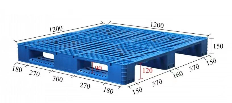 Reutilizable 4T estático 1T bastidor Cargable de dos vías entrada apilable Hygienic superficie lisa paleta de plástico